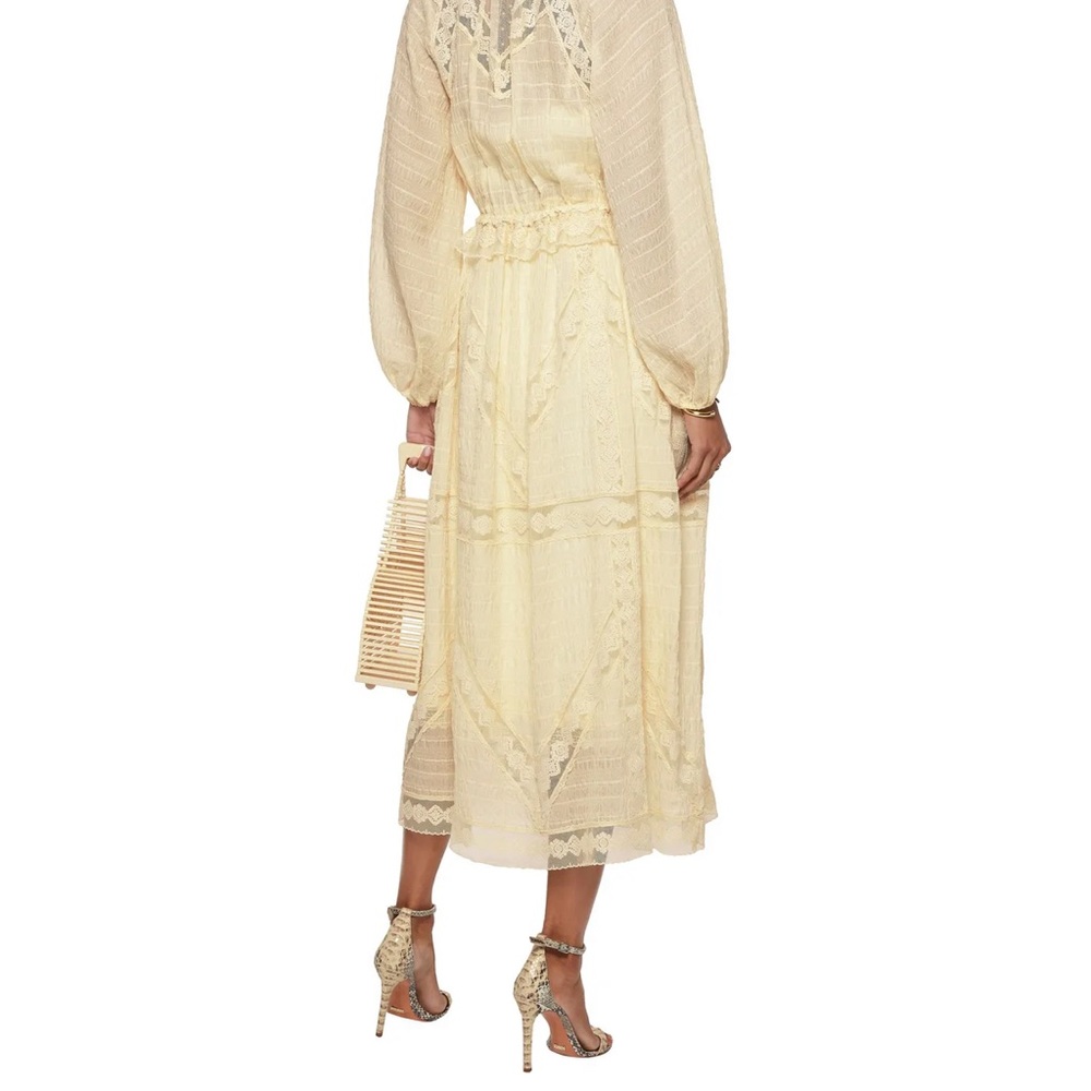 NWT Zimmermann Sabotage flocked tulle-paneled silk-blend seersucker midi dress